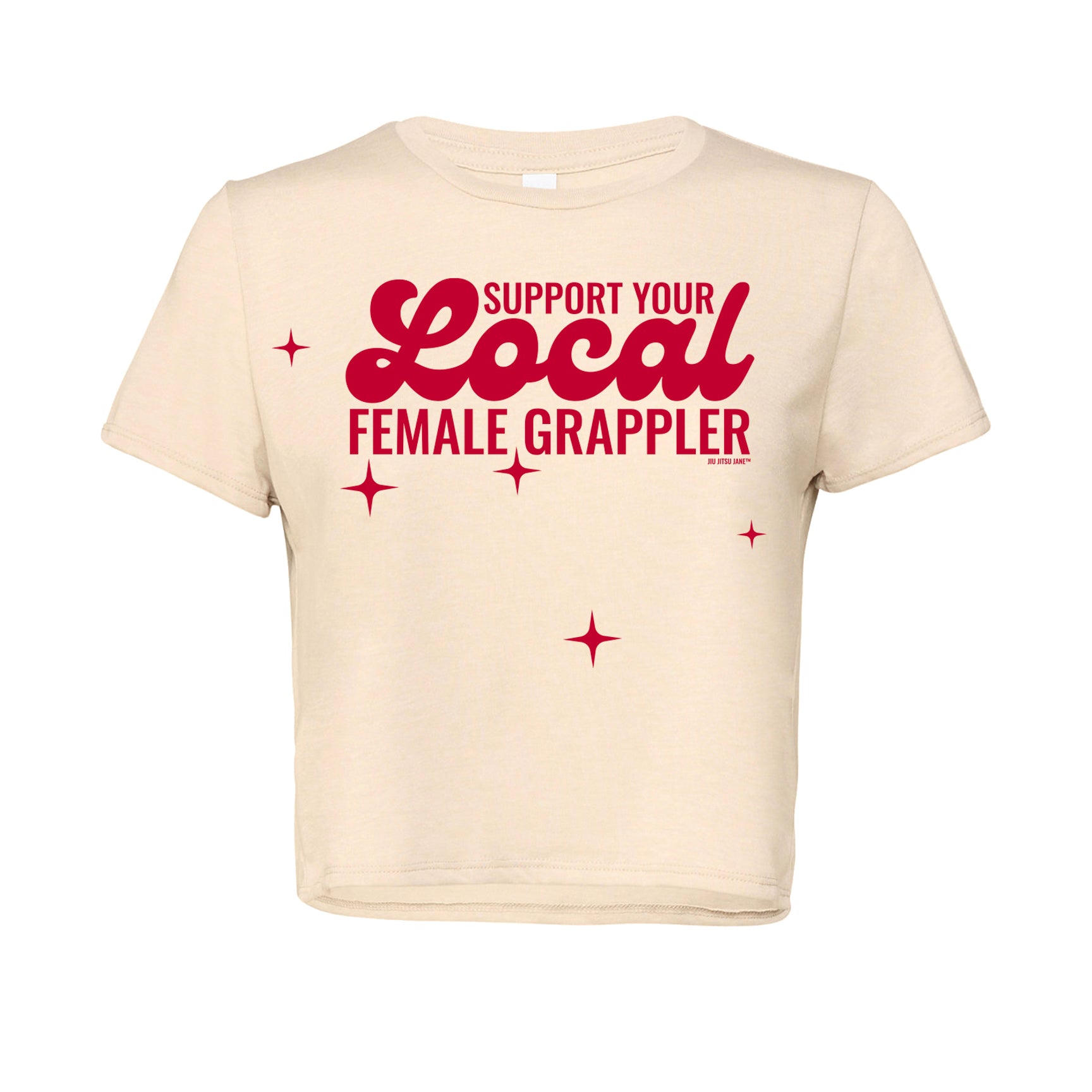 Crop Top Support Your Local Female Grappler-Candy Apple Red
