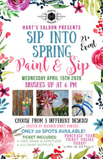 Load image into Gallery viewer, Sip Into Spring at Hart's Saloon on 4/15/26 for our Spring Paint &amp; Sip!
